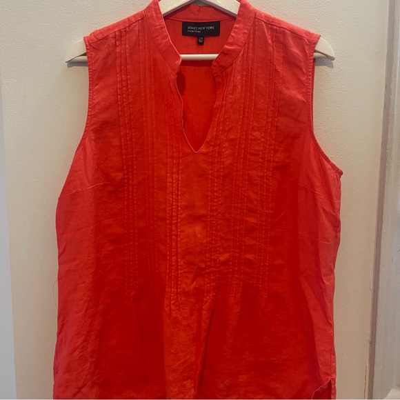 Linen Bright Sleeveless Top Size L Jones New York Vintage - Picture 2 of 7